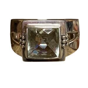 Michael Dawkins Ring Size 9 Sterling Silver and Green Prasiolite Quartz